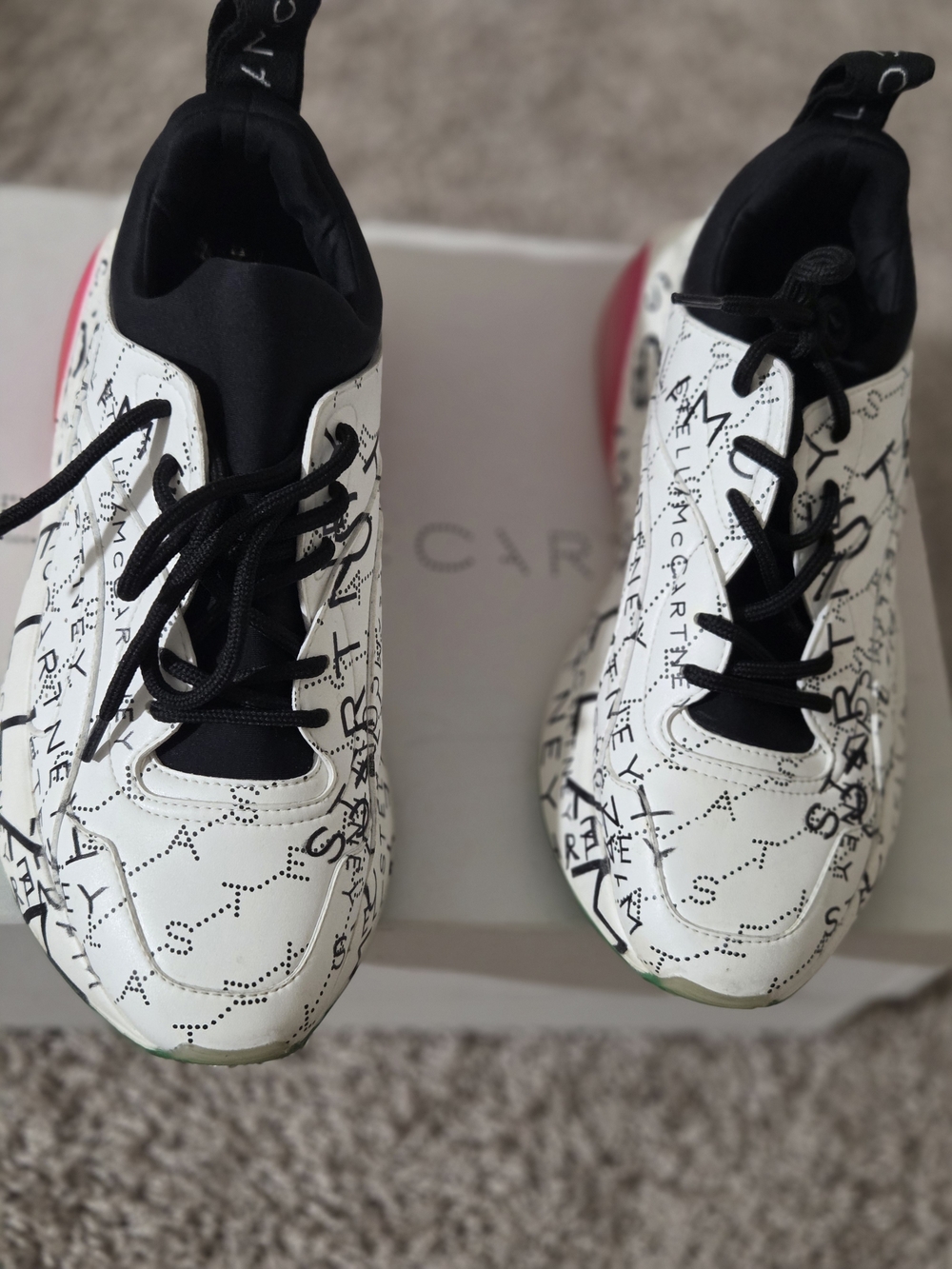 Stella McCartney White Graphic Logo Lace-Up Sneakers